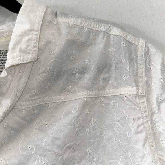 White Stag Plus Size 18W/20W Embroidered White Cotton Short Sleeve Button-Up Shi - Picture 4 of 10